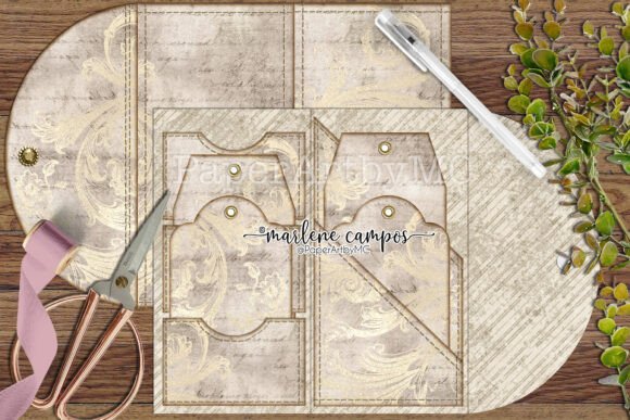 Download Neutral Damask Mini Folio Junk Journal - Premium Resources