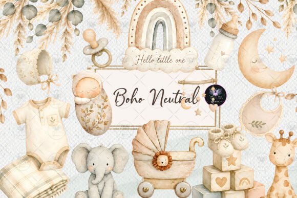 Download Boho Neutral Baby Shower Clipart - Neutral Collection