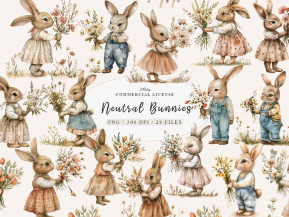 Download Bunny Nursery Print,Neutral Baby Clipart - Neutral Collection