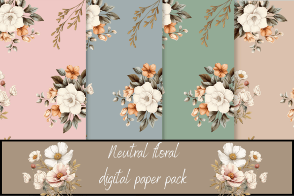Download Neutral Tones Floral Digital Paper Pack - Neutral Collection