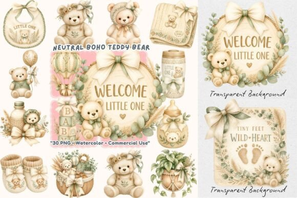 Download Boho Teddy Bear Gender Neutral Baby - Premium Bundle