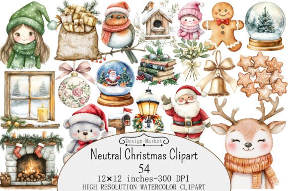 Download Watercolor Neutral Christmas Clipart - Premium Resources